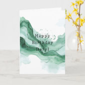 Carte Anniversaire Abstrait Onde Verte (Fleur jaune)