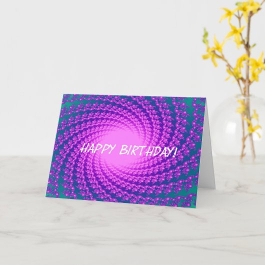 Carte Anniversaire Abstrait pourpre (Fleur jaune)