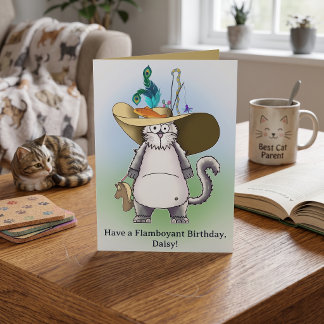 Carte Anniversaire Adulte Amoureux de Chat Blanc Flamboy
