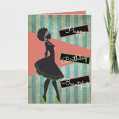 Carte Anniversaire africain/africain de la silhouette am (Devant)