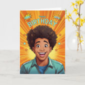 Carte Anniversaire Africain Américain Adolescent Boy Pop (Fleur jaune)