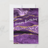 Carte Anniversaire Agate Purple Gold Parties scint (Dos)