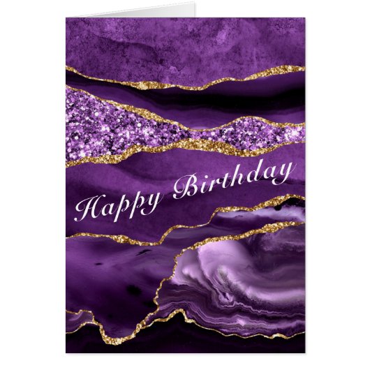 Carte Anniversaire Agate Purple Gold Parties scint (Devant)