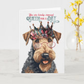 Carte Anniversaire Airedale Terrier Dog Queen pour une j (Fleur jaune)