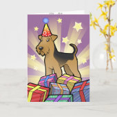 Carte Anniversaire Airedale Terrier/gallois Terrier (Fleur jaune)