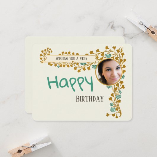 Carte Anniversaire Ajouter la photo Art Nouveau CC1016 C (Devant/Arrière en situation)