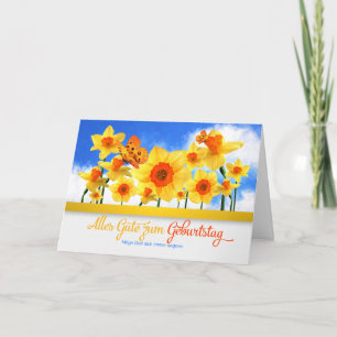 Carte Anniversaire ALLEMAND avec Daffodique Garden Butte