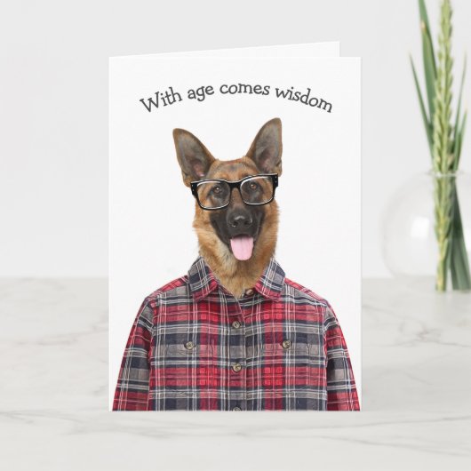 Carte Anniversaire Allemand Berger Chien Humour (Devant)