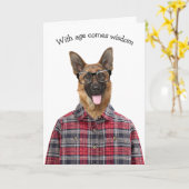 Carte Anniversaire Allemand Berger Chien Humour (Fleur jaune)