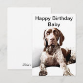 Carte Anniversaire Allemande À Pointeur Raccourci (Devant / Derrière)