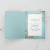 Carte Anniversaire, ami, Aqua floral de pays élégant (Intérieur)