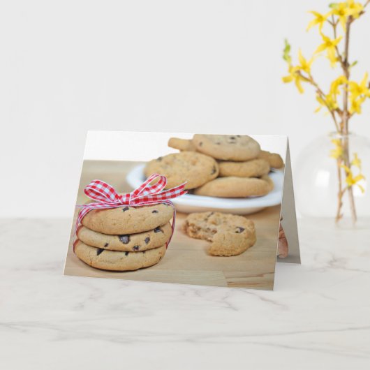Carte anniversaire ami chocolat chips biscuits avec arc (Fleur jaune)