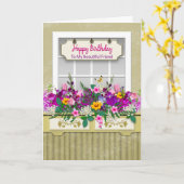 Carte Anniversaire, ami, fleurs dans la boîte de fenêtre (Fleur jaune)