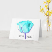 CARTE ANNIVERSAIRE AMOUR ET UN ROSE BLEU POUR "VOUS" (Fleur jaune)