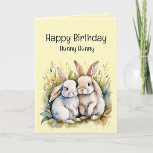 Carte Anniversaire Amusant Amour Chanté Lapin Animal Art