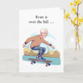 Carte Anniversaire amusant avec un skieur plus âgé (Fleur jaune)