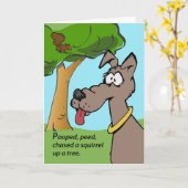 Carte Anniversaire amusant, chien de dessin, écureuil da (Fleur jaune)