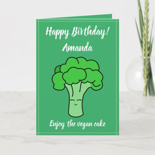 Carte Anniversaire amusant du Brocoli de légumes verts d (Devant)