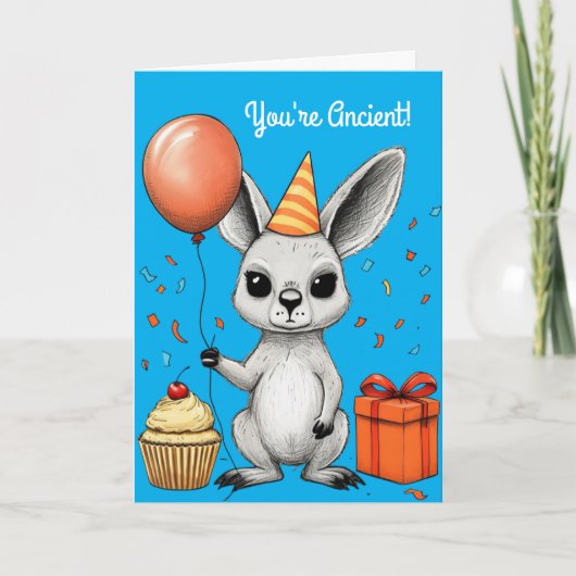 Carte Anniversaire amusant Kangaroo avec Casquette de fê (Devant)