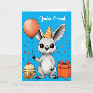 Carte Anniversaire amusant Kangaroo avec Casquette de fê