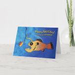 Carte Anniversaire amusant pour Boyfriend, Anglerfish<br><div class="desc">Papier carte de voeux d'anniversaire pour un petit ami. Illustration amusante d'un poisson-pêcheur qui se prépare à manger un gâteau d'anniversaire. Carte d'anniversaire drôle avec Happy Baitday! sur la couverture. Image et copyright © Shoaff Ballanger Studios.</div>