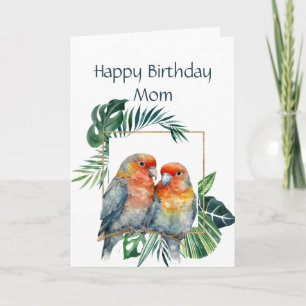 Carte Anniversaire amusant pour Maman Parrot Couple Bird
