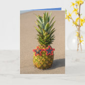 Carte Anniversaire ananas avec lunettes de soleil (Fleur jaune)