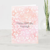 Carte Anniversaire Animal Imprimé Léopard Rose Fille (Devant)