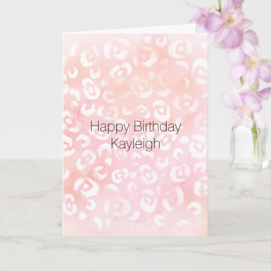 Carte Anniversaire Animal Imprimé Léopard Rose Fille (Orchidée)