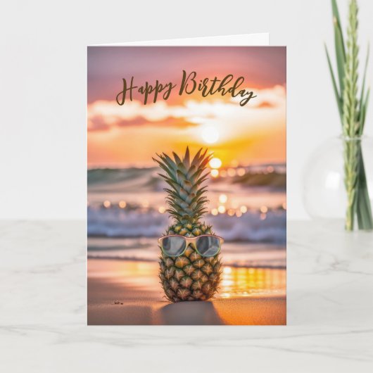 Carte Anniversaire Anniversaire Ananas Avec Lunettes De  (Devant)