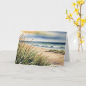 Carte Anniversaire Aquarelle Plage Grass and Ocean Scene (Fleur jaune)
