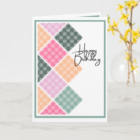 Carte Anniversaire arabesque rustique à Pastels (Fleur jaune)