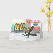 Carte Anniversaire arc-en-ciel (Fleur jaune)