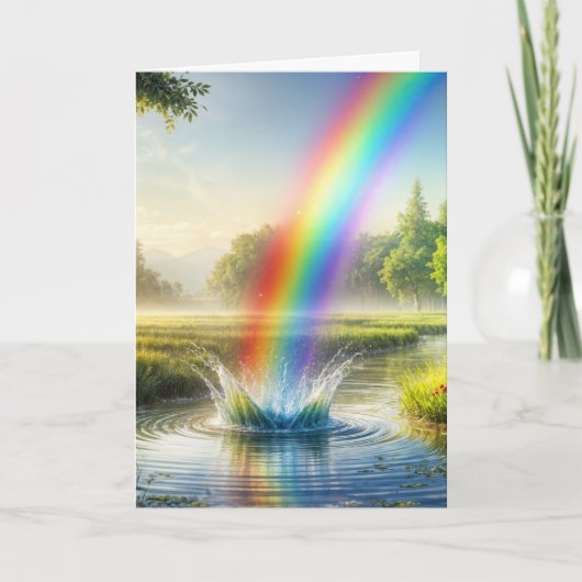 Carte Anniversaire Arc-en-ciel se fracturant dans une ri (Devant)
