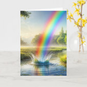 Carte Anniversaire Arc-en-ciel se fracturant dans une ri (Fleur jaune)