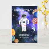 Carte Anniversaire Astronaute Spatial Galaxie Planète (Fleur jaune)
