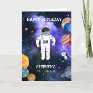 Carte Anniversaire Astronaute Spatial Galaxie Planète