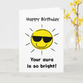 Carte Anniversaire Aura Drôle  (Fleur jaune)