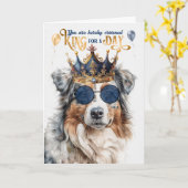 Carte Anniversaire Australian Shepherd Chien King pour u (Fleur jaune)