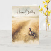 Carte Anniversaire Automne Pheasant En Blé (Fleur jaune)