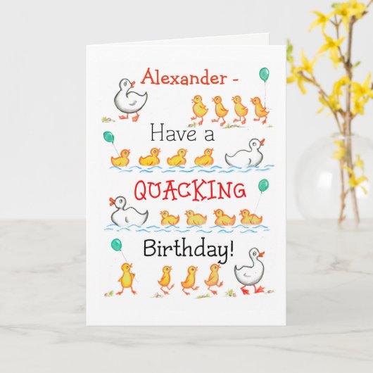 Carte Anniversaire avant fait sur commande de Quacking (Fleur jaune)