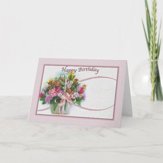 Carte Anniversaire avec Bouquet Floral (Devant)