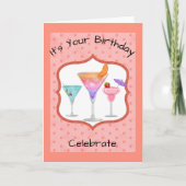 Carte Anniversaire Avec Cocktails (Devant)