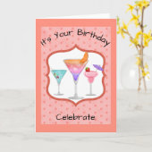 Carte Anniversaire Avec Cocktails (Fleur jaune)