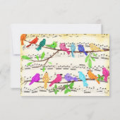 Carte Anniversaire avec des oiseaux musicaux color (Dos)