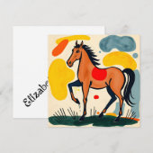 Carte Anniversaire Avec Design Cheval Coloré (Devant / Derrière)