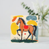 Carte Anniversaire Avec Design Cheval Coloré (Debout devant)