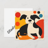 Carte Anniversaire Avec Design Coloré Chiot (Devant / Derrière)