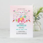 Carte anniversaire avec éléphant et oiseau (Debout devant)