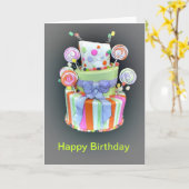 Carte Anniversaire avec Fantastic Cake (Fleur jaune)